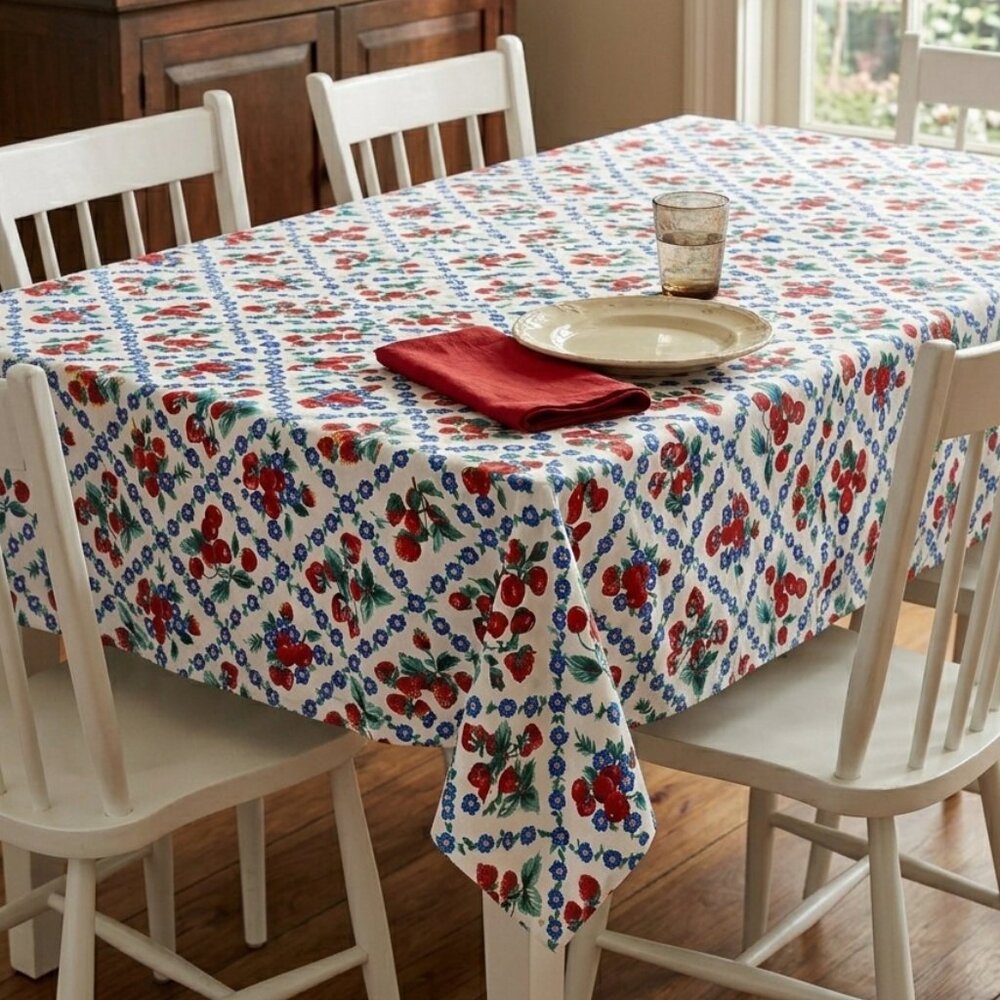 Vintage Wilton Court Summer Berries Cotton Table Cloth